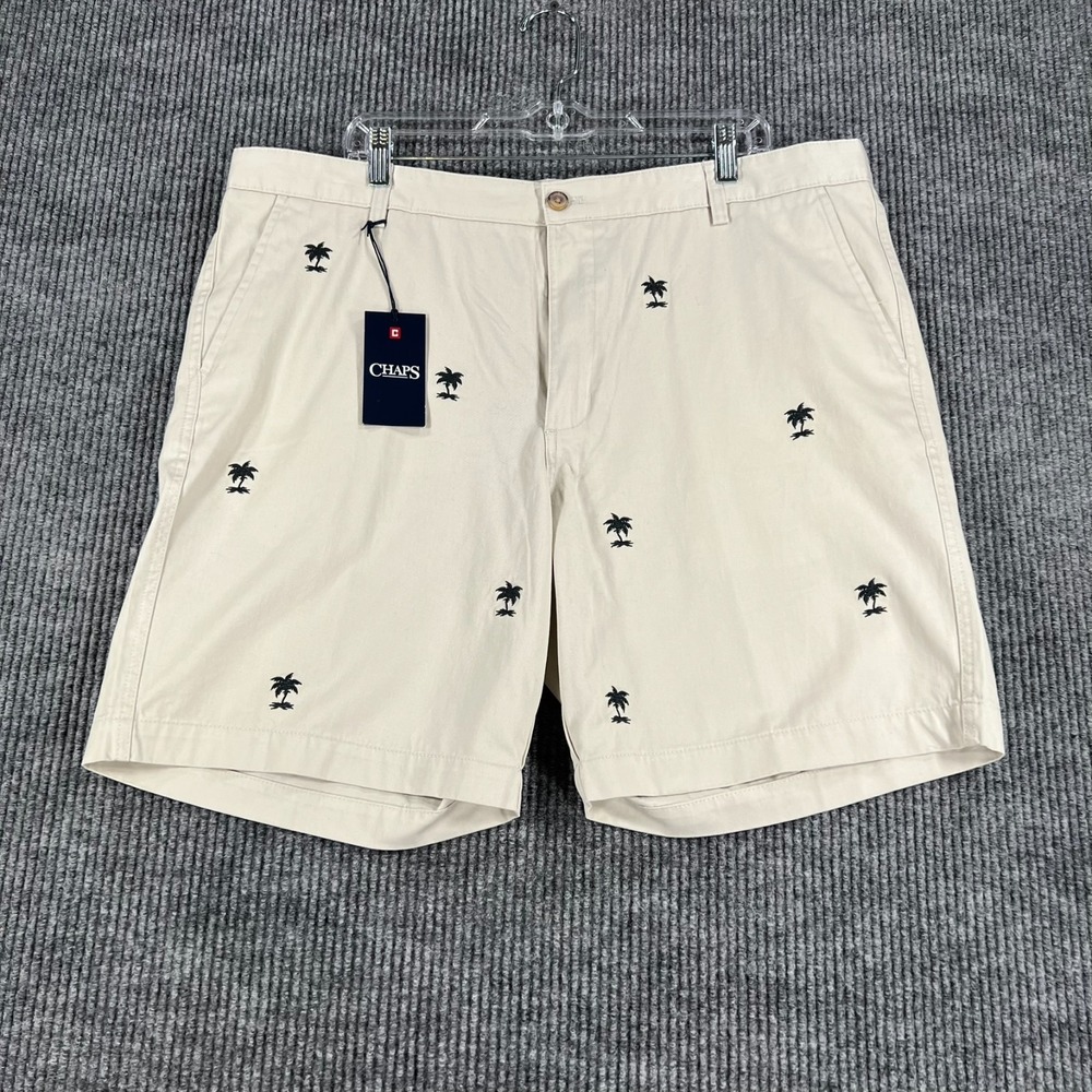 Chaps Shorts Mens Size 40 Beige Chino Geometric Casual Comfort Golf Outdoor New